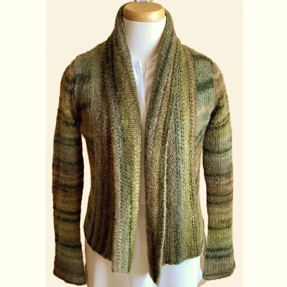 Mexx Sweaters - MEXX Green Wool/Alpaca Cropped Knit Cardigan Size S
